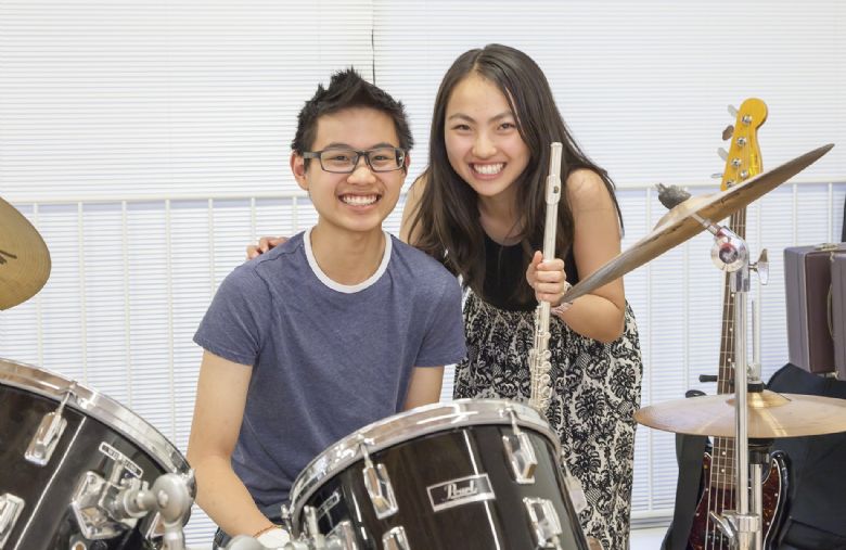 Students at UWC ISAK Japan with musical instruments